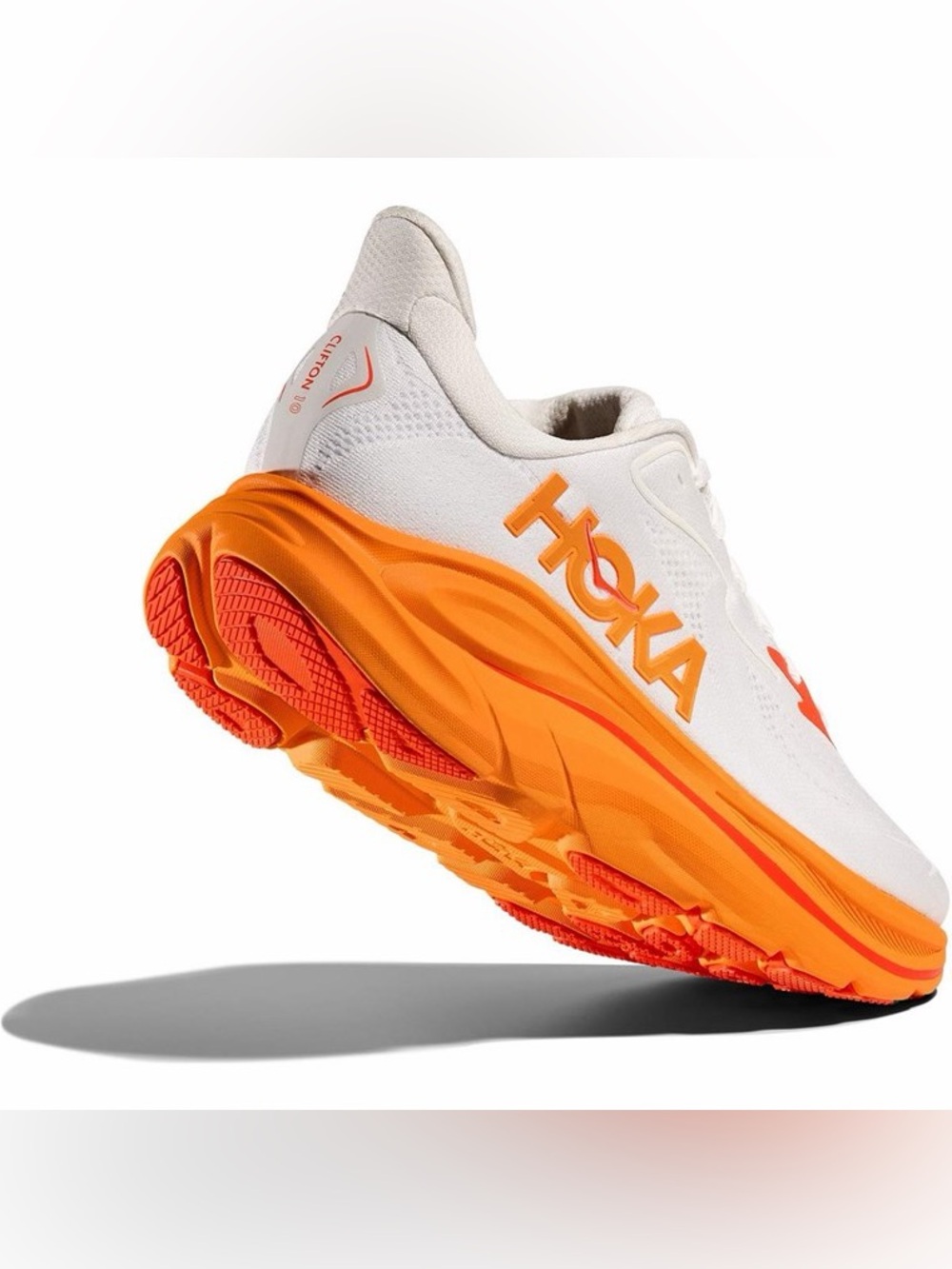 Hoka One One White & Orange Women's Clifton 10 Athletic Running Shoes, Size 9B - Picture 10 of 11